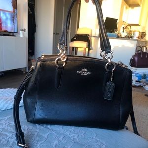 Black Leather Coach Crossbody Satchel